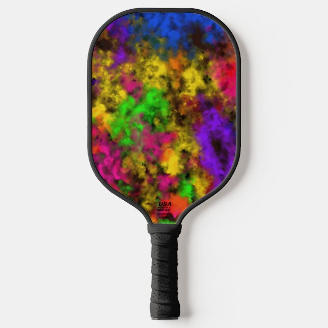 Acrylic Neon Colours Paint Splatter Splash Abstrac Pickleball Paddle (Front)