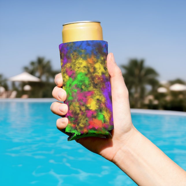 Acrylic Neon Colours Paint Splatter Splash Abstrac Seltzer Can Cooler (In Situ Pool)
