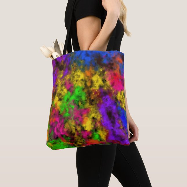Acrylic Neon Colours Paint Splatter Splash Abstrac Tote Bag (Close Up)