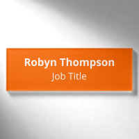 Acrylic Orange Nametag Magnetic High Quality