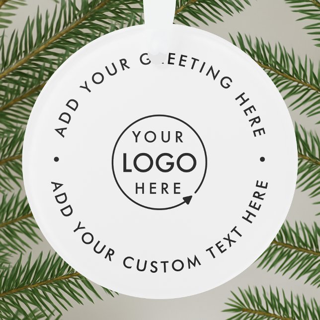 Acrylic Ornament | Business Logo Company Branded (Business Christmas ornament by Guava, featuring minimalist white design and custom company logo)