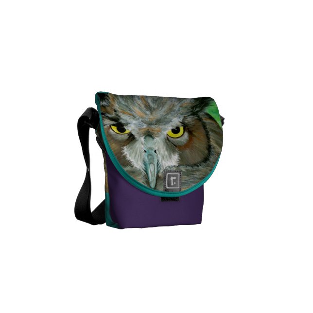 Acrylic Owl (Purple/Turquoise) Courier Bag (Front Left)