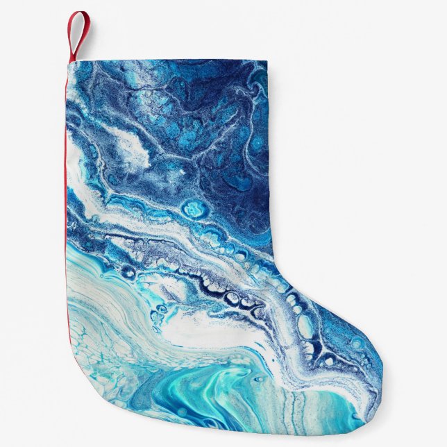 Acrylic paint, abstract colour tones small christmas stocking (Front)