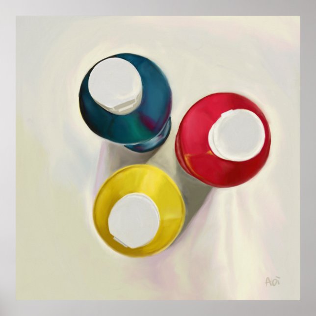 Acrylic Paint Bottles Archival Art Print (Front)
