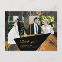 Acrylic painted gold grey wedding photo thank you