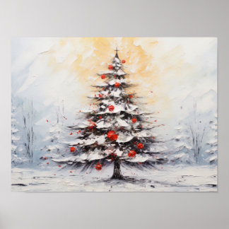 Acrylic Painting Impasto Christmas Tree Poster