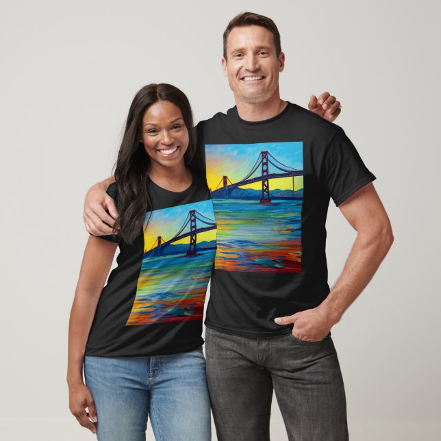 Acrylic Painting, San Francisco Bay Bridge, Sunset T-Shirt (Unisex)