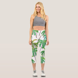 Acrylic Palms: Summer Textile Texture. Capri Leggings