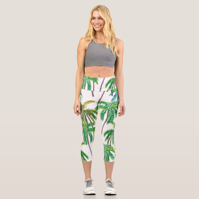 Acrylic Palms: Summer Textile Texture. Capri Leggings (Front)