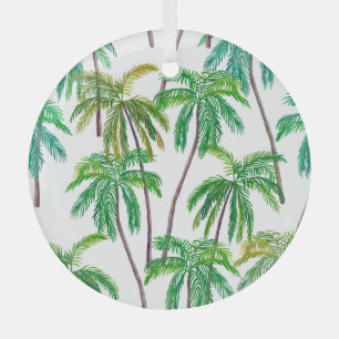 Acrylic Palms: Summer Textile Texture. Glass Tree Decoration