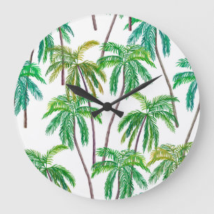 Acrylic Palms: Summer Textile Texture. Large Clock