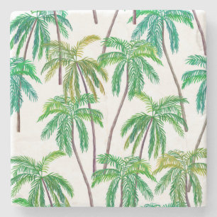Acrylic Palms: Summer Textile Texture. Stone Coaster