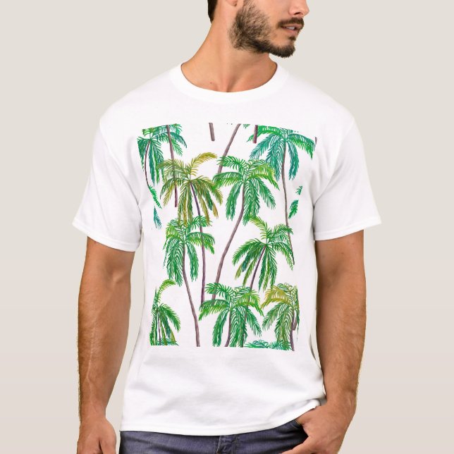 Acrylic Palms: Summer Textile Texture. T-Shirt (Front)