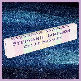 Acrylic Pastel Stripe Name and Title Nameplate