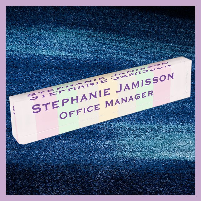 Acrylic Pastel Stripe Name and Title Nameplate (Creator Uploaded)