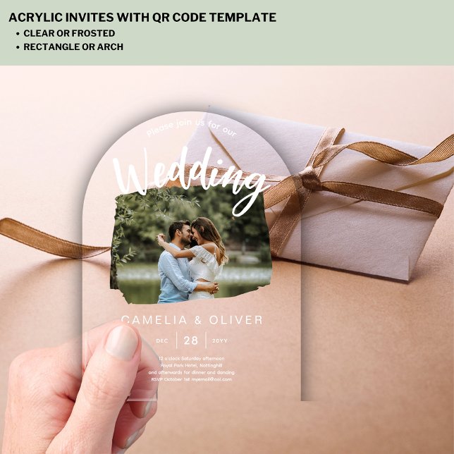 ACRYLIC Photo Wedding Invite Modern Rustic ARCH Invitations (Creator Uploaded)