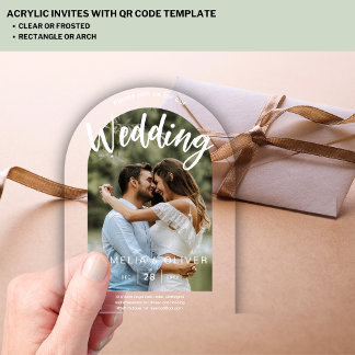 ACRYLIC Photo Wedding Invite Modern Simple ARCH Acrylic Invitations