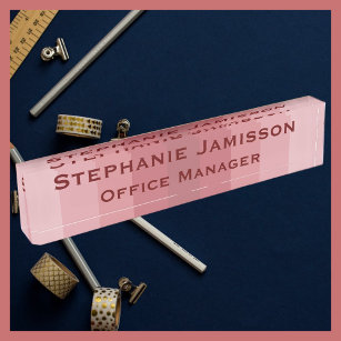 Acrylic Pink Stripe Name and Title Nameplate