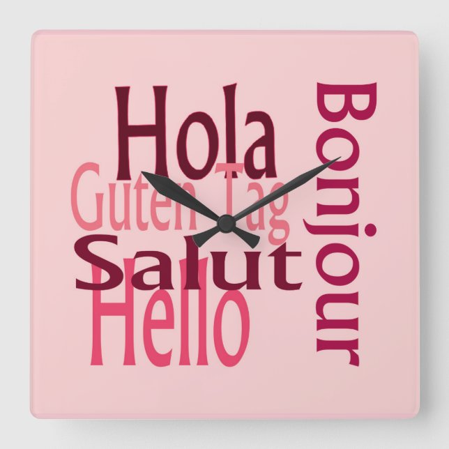 Acrylic pink wall clock (Front)