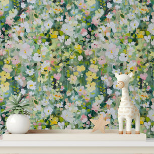 Acrylic Pink Yellow Floral Peel and Stick Wallpaper
