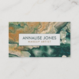 Acrylic pour abstract Emerald coastline   Business Card