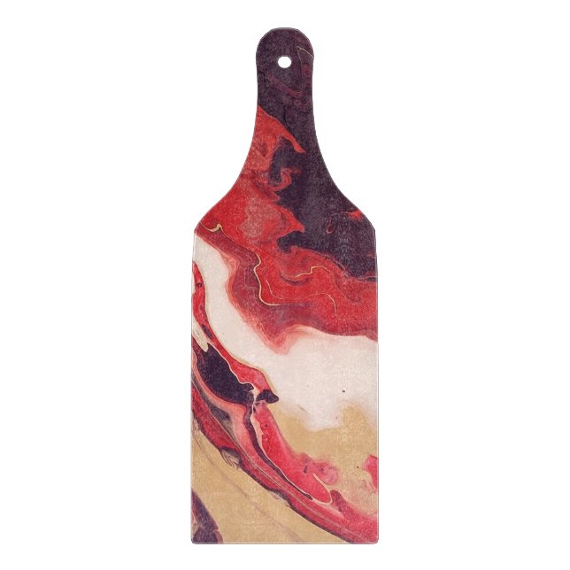 Acrylic pour abstract Red and mahogany Cutting Board (Front)