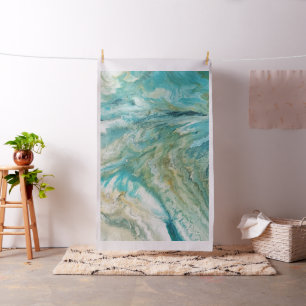 Acrylic pour abstract turquoise coast fabric