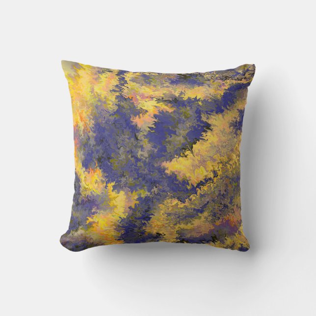 Acrylic Pour, Bronze, Gold, Black, Crystals / Cushion (Front)