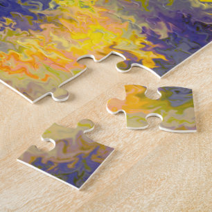 Acrylic Pour, Bronze, Gold, Black, Crystals / Jigsaw Puzzle