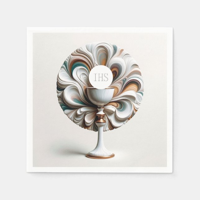 Acrylic Pour Communion Host and Chalice Napkin (Front)