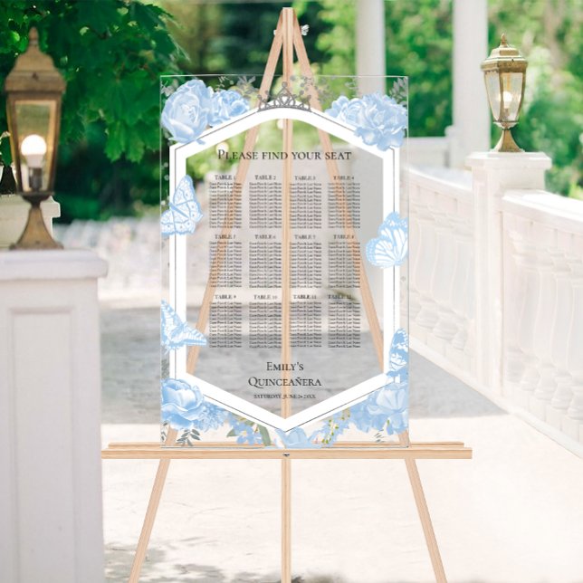 Acrylic Quinceanera Seating Chart Sig | Blue Dress (Creator Uploaded)