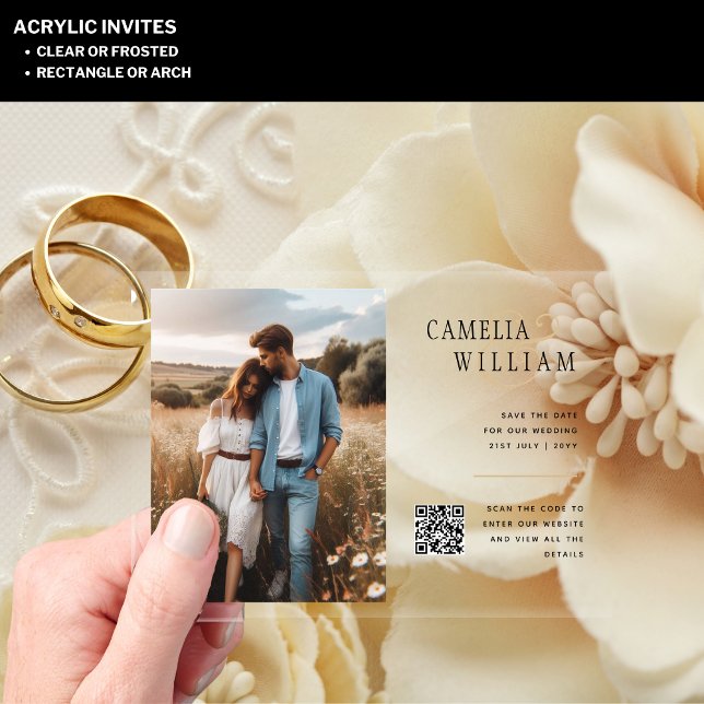 ACRYLIC Save The Date PHOTO Qr Code RSVP Acrylic Invitations (Creator Uploaded)
