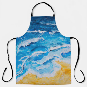 Acrylic sea and beach painting on drawing stand wi apron