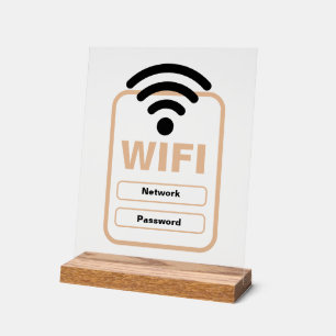 Acrylic Sign WiFi Network & Password Display Stand
