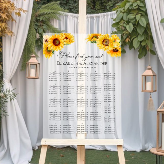 Acrylic Sunflower Fall Wedding Seating Chart (Creator Uploaded)