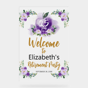 Acrylic Teacher Retirement Welcome Sign Apple
