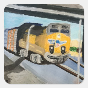 Acrylic Train Art Print   Scenic Indio CA Desert  Square Sticker