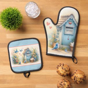 Acrylic Tray Oven Mitt & Pot Holder Set