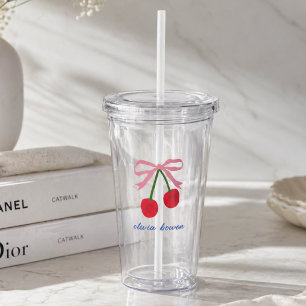 Acrylic Tumbler Cherry Coquette Bow Cute