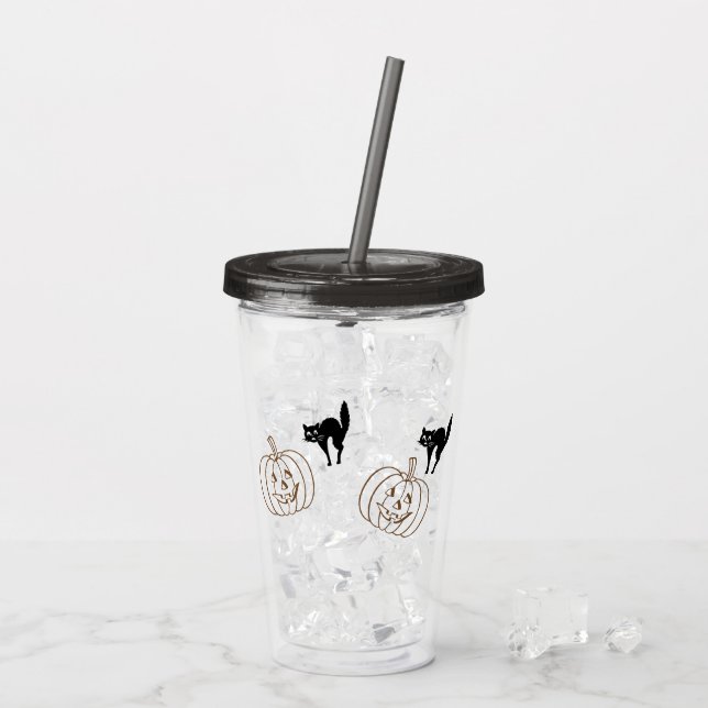 Acrylic Tumbler - Pumpkins and Black Cats (Back Ice)