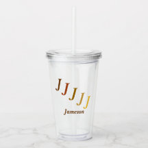 Acrylic Tumbler - Stepped Initials, Name in Browns