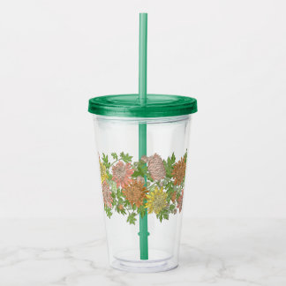 Acrylic Tumbler with a floral border