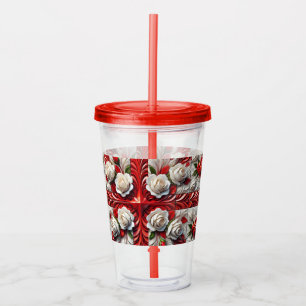 Acrylic Tumbler with English Roses Design