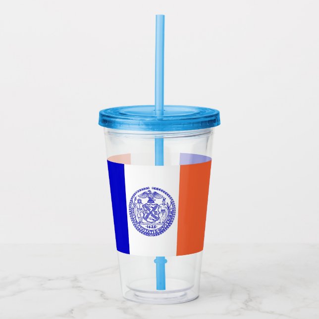 Acrylic Tumbler with flag of New York City (Front)