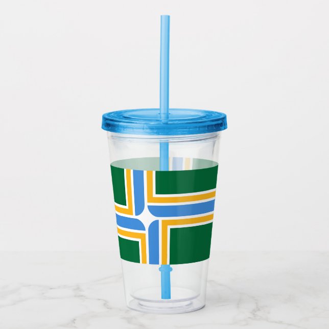 Acrylic Tumbler with flag of Portland (Front)