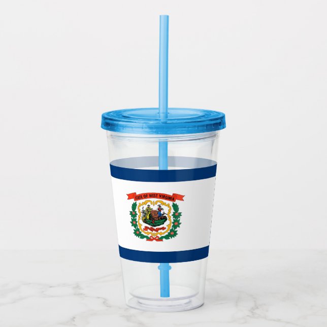Acrylic Tumbler with flag of West Virginia (Front)