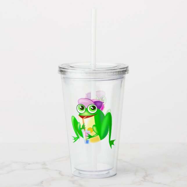 Acrylic Tumbler with Happy Frog - Fun (Front)