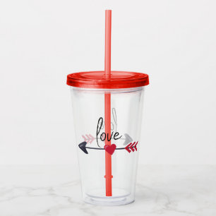 Acrylic Tumbler With Lid Straw Valentine's Day