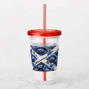 Acrylic Tumbler with Scottish Thistles Design