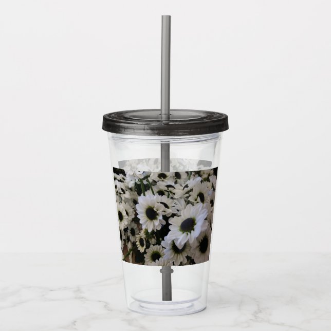 Acrylic Tumblers - Black & White Daisy (Front)